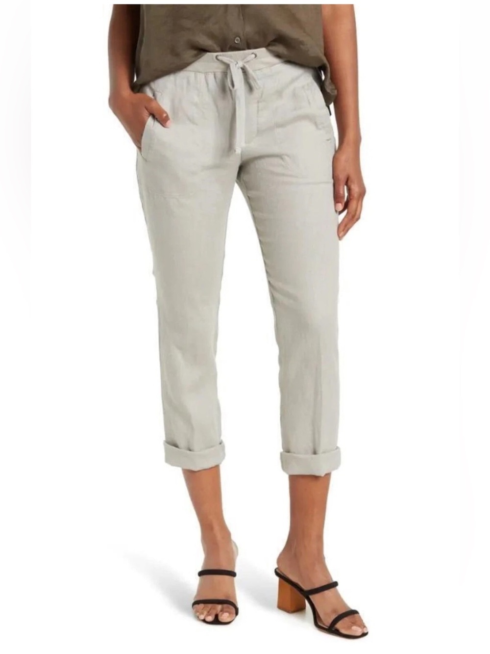 James Perse Cropped Linen Utility Drawstring Pants ❤️❤️
